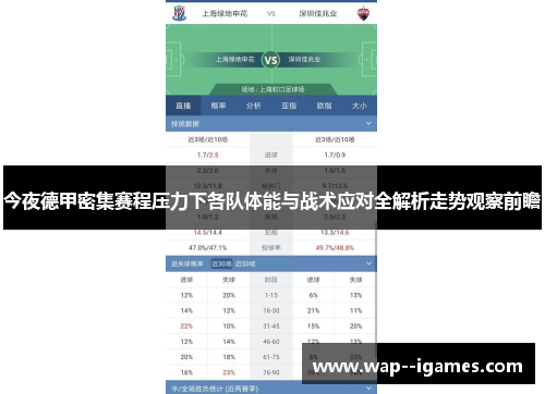 今夜德甲密集赛程压力下各队体能与战术应对全解析走势观察前瞻